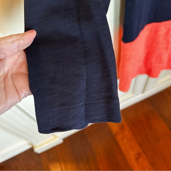 J.Crew Women’s Maritime Colorblock Sheath Dress Long Sleeve Orange Navy Two Tone - Picture 9 of 11